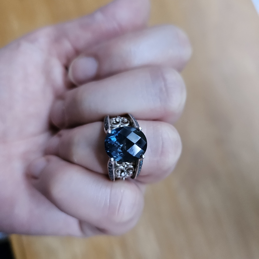 Victoria Wieck 5.33ct London Blue Topaz & Gem/Blue diamond Bridge Ring Size 7 - Picture 13 of 17